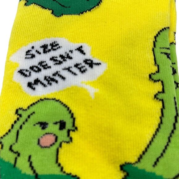 Oooh Yeah Pickle Socks Big Dill Size Doesn't Matter Novelty Print Unisex Yellow - Picture 4 of 15